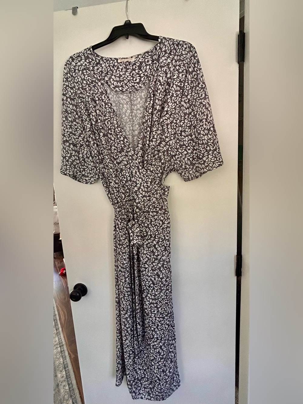 Black and White Floral Wrap Maxi Dress